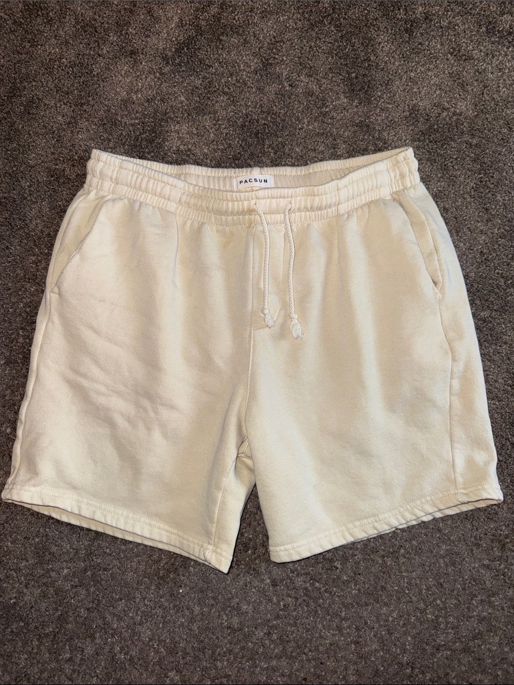 PacSun Men's Cream Drawstring Fleece Shorts